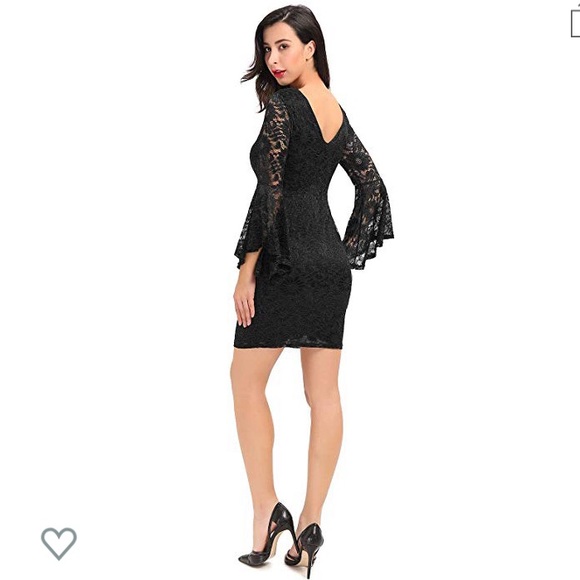 Reversible Bell Sleeve Lace Bodycon Mini Dress - Picture 3 of 6